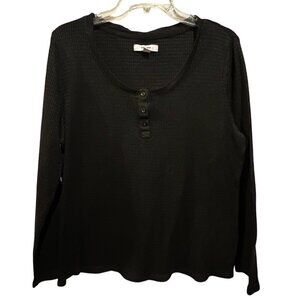 Sonoma Goods | Soft | Black | Waffle Knit | Henley | Sleep Top | Size L